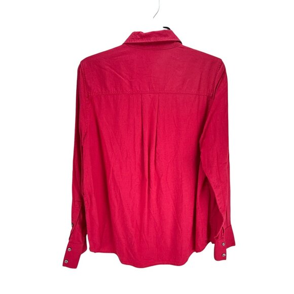 Banana Republic Mens Red Linen Blend Long Sleeve Button Up Shirt Size M Casual - Picture 8 of 10